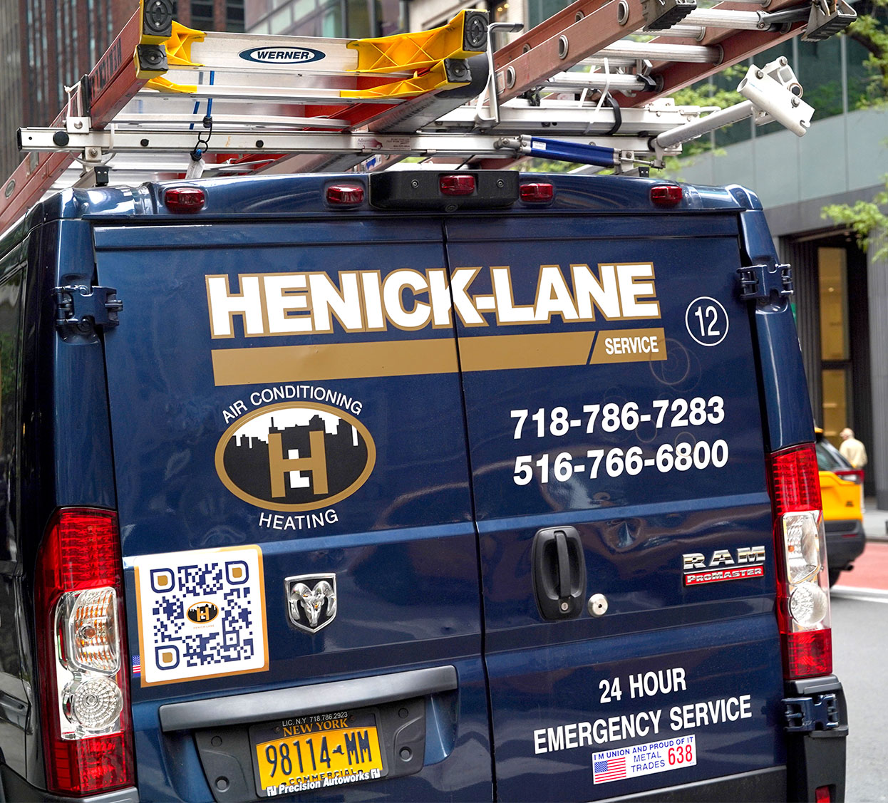Henick-Lane service truck for commercial HVAC emergencies