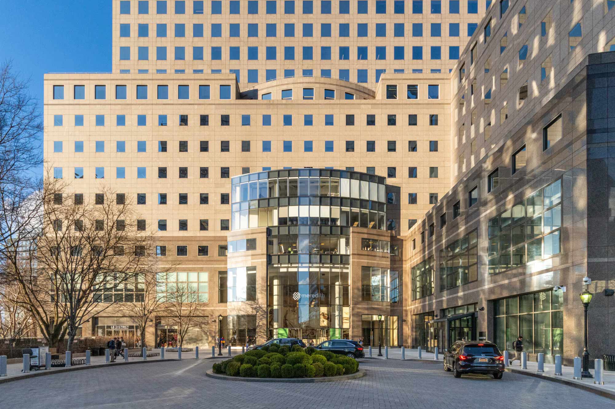 225 Liberty St New York NY Building exterior entrance zoom out